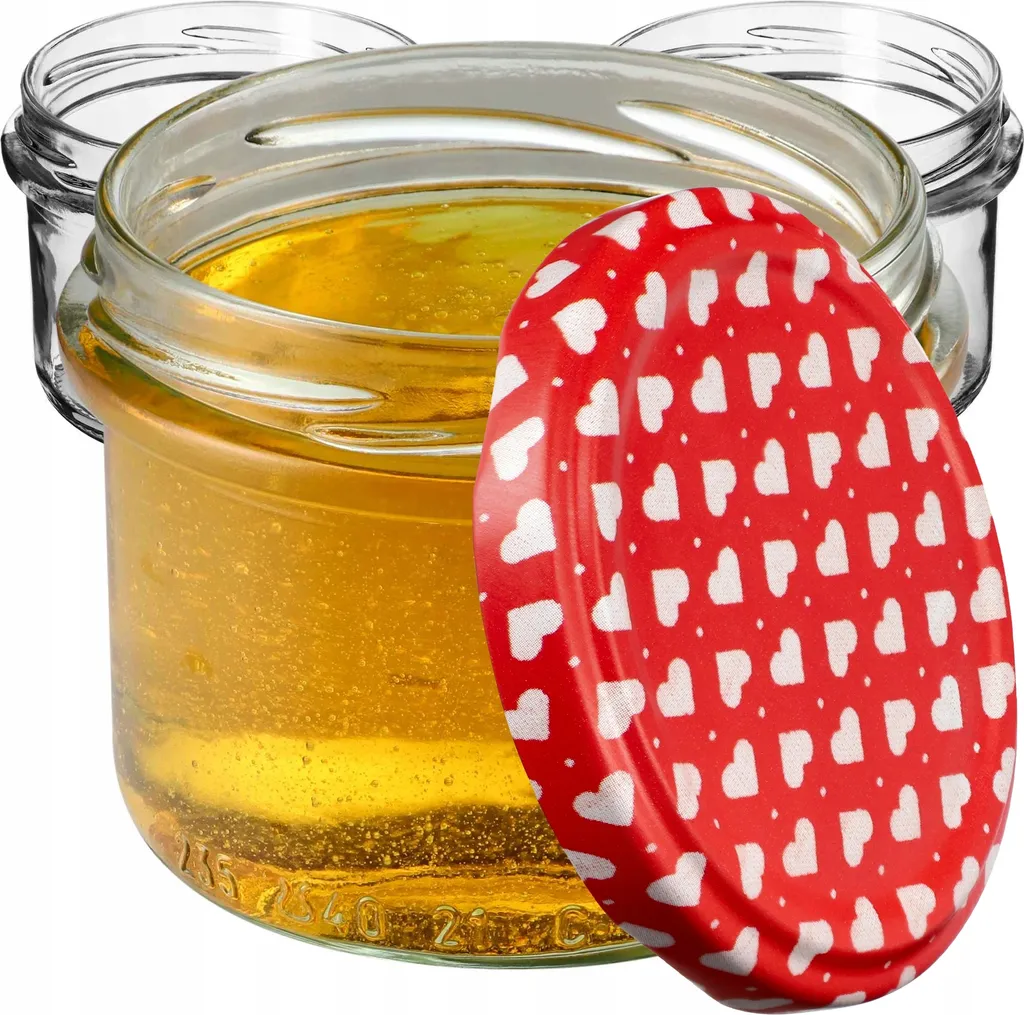 100 Vasetti in Vetro KADAX 235ml con Coperchi a Cuore per Bomboniere