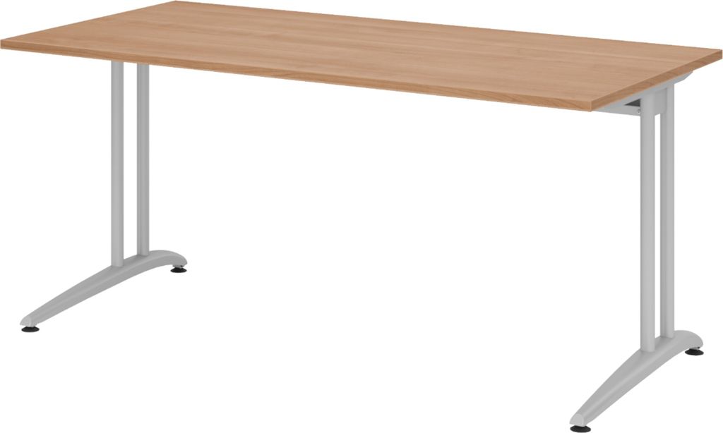bümö Schreibtisch Serie-B - Größe: 160 x 80 cm, Nachbildung: Nussbaum