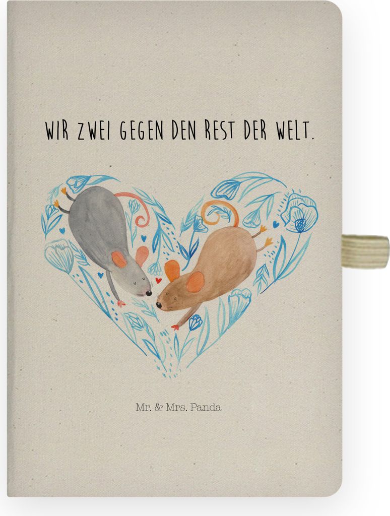 Mr. & Mrs. Panda notizbuch Mäuse Herz - Transparent - Geschenk, Lieblingsmensch, Journal, Tagebuch, Kladde, Jahrestag, Skizzenbuch, Adressbuch, Fr...