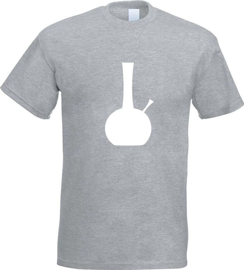 Kiwistar - T-Shirt - Graumeliert - Bong Motiv Bedruckt Funshirt Design Print - mit Motiv Bedruckt - Funshirt Design - Sport - Freizeit - Herren - L
