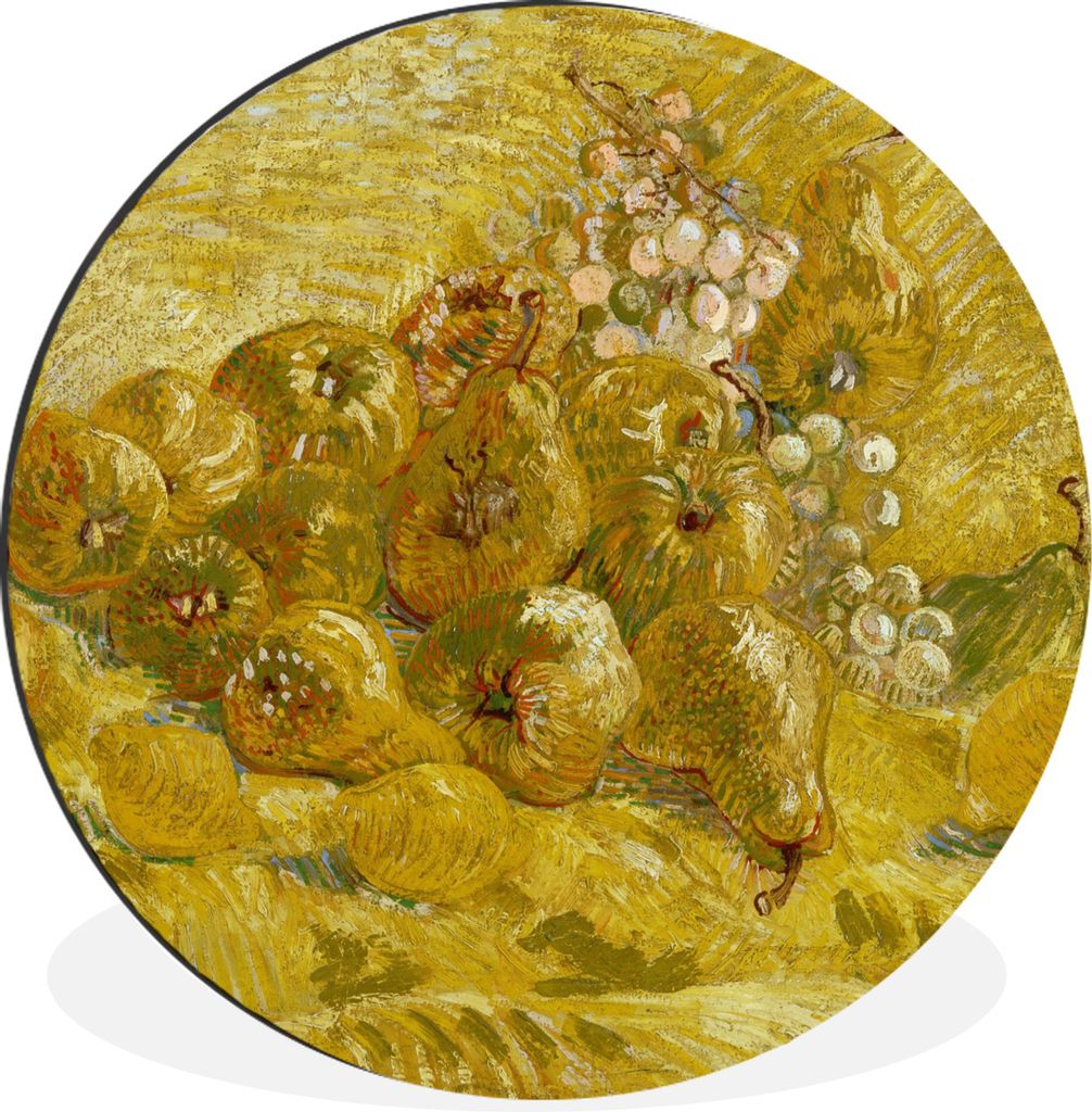 MuchoWow Aluminium Wandkreis Quitten, Zitronen, Birnen und Trauben - Vincent van Gogh Ø 30 cm Wanddeko Modern Wohnzimmer - Wand Bild - Wohnzimme...