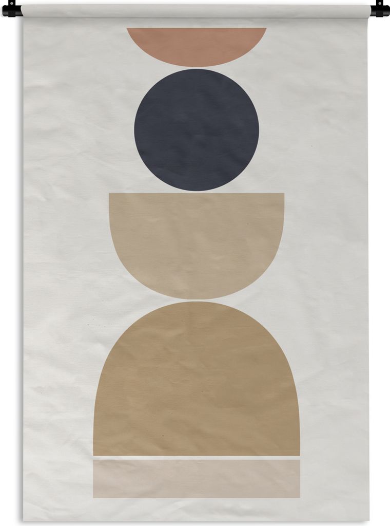 MuchoWow Wandteppich Wandbehang Kreis - Geometrische Figuren - Abstrakt 90x135 cm Tapisserie Dekoration Wandtuch - Baumwolle - Wandskulptur