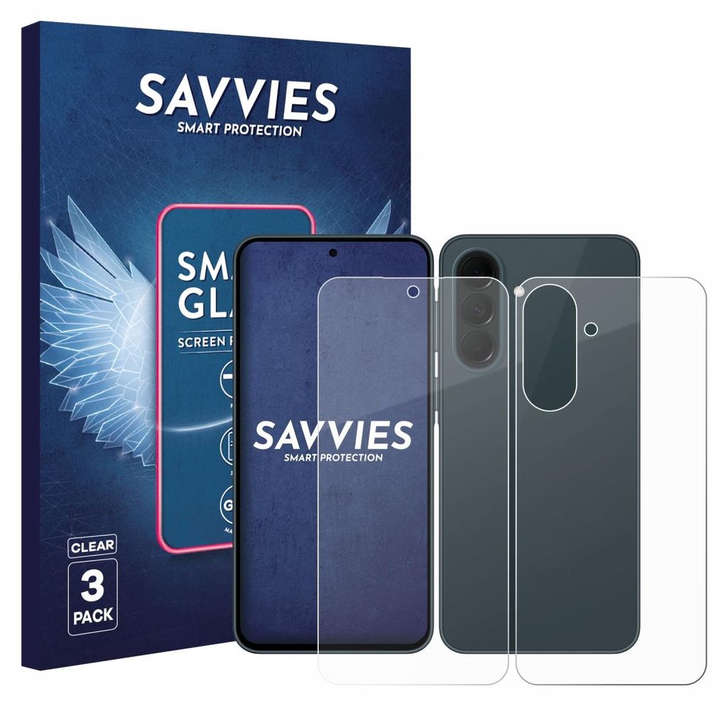 3x Savvies Schutzglas Folie für Samsung Galaxy A37 5G (Display+Rückseite) 9H Panzer Schutzfolie Glas Displayschutz klar transparent