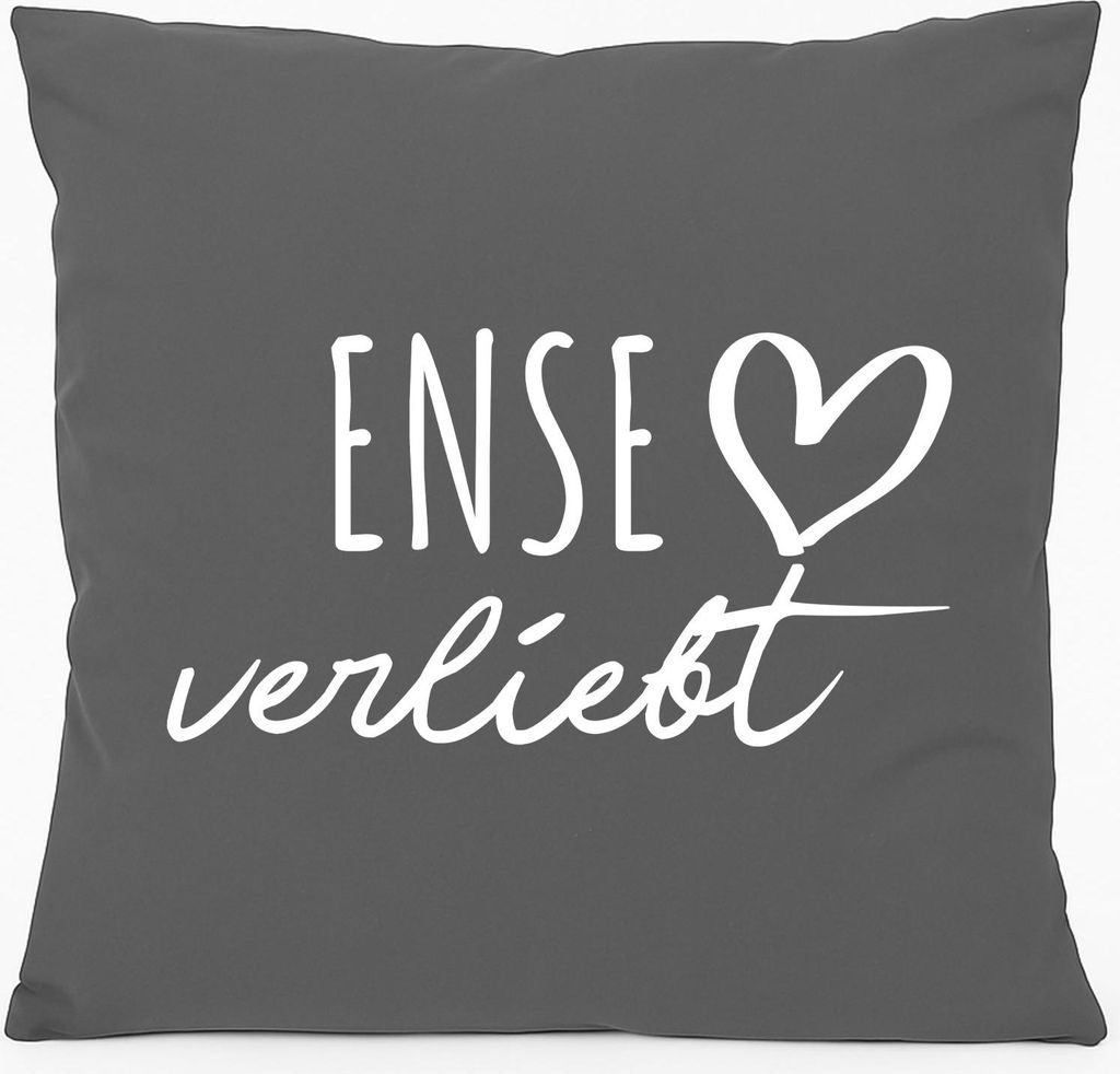 Huuraa Kissen Ense verliebt 40x40cm mit Füllung Steel Grey Baumwolle Dekokissen Geschenkidee