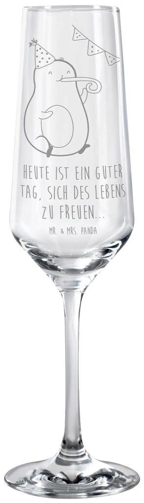 Mr. & Mrs. Panda Glas Avocado Party - Transparent - Geschenk, Geburtstag, Prüfung, Trinkglas, Champagnerglas, Happy Birthday, Avocados, Proseccogl...