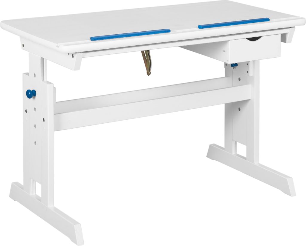 Inter Link Schreibtisch BARU Weiß Massivholz Produktbild 