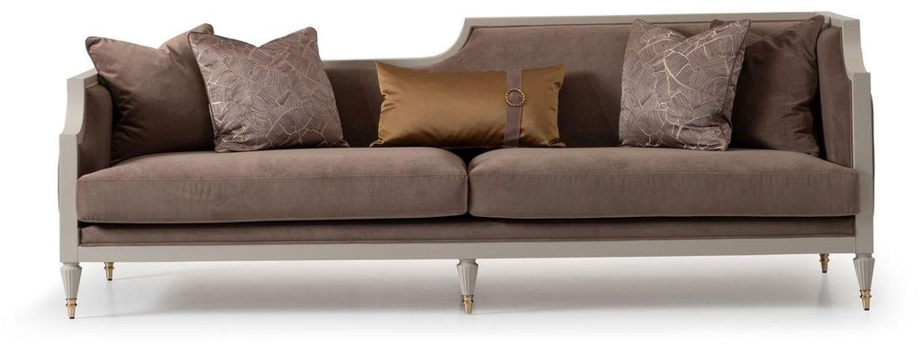 Couchgarnitur Viersitzer 4 Sitz Couchtisch Stoffsofa Sessel Braun 4tlg