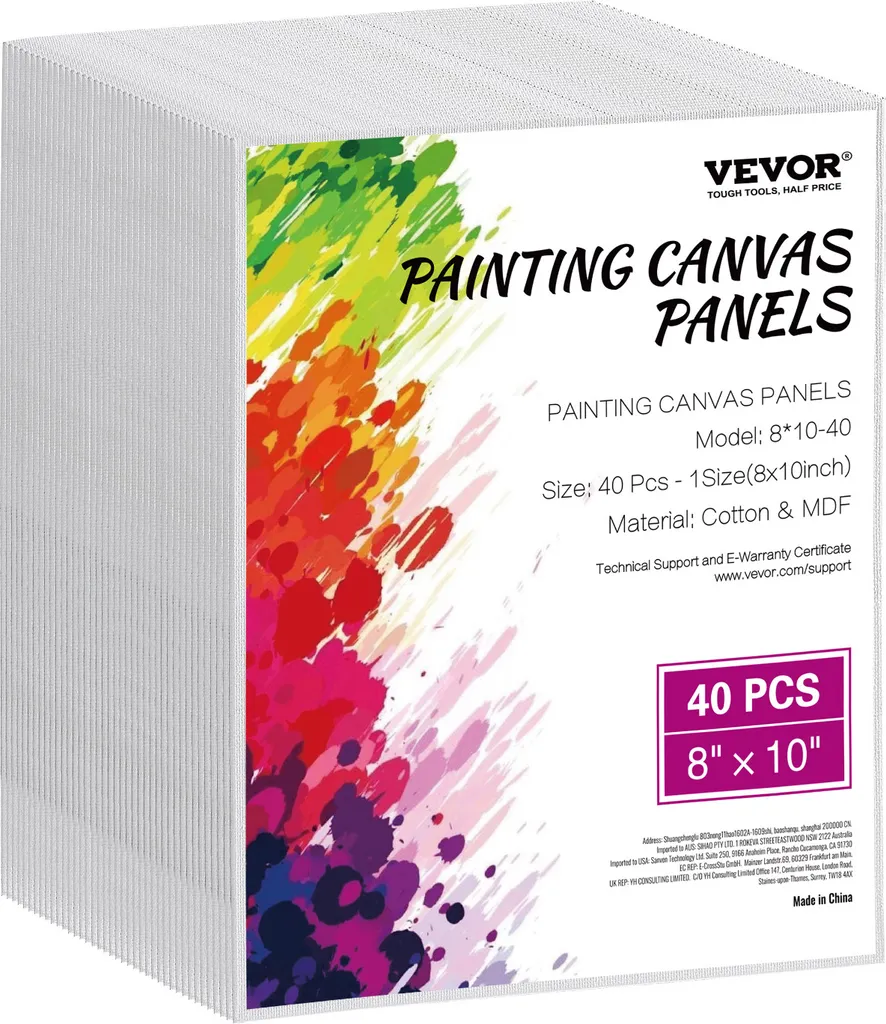 Tele per Dipingere VEVOR 203 x 254 mm - Set 40 Pannelli Cotone Bianco