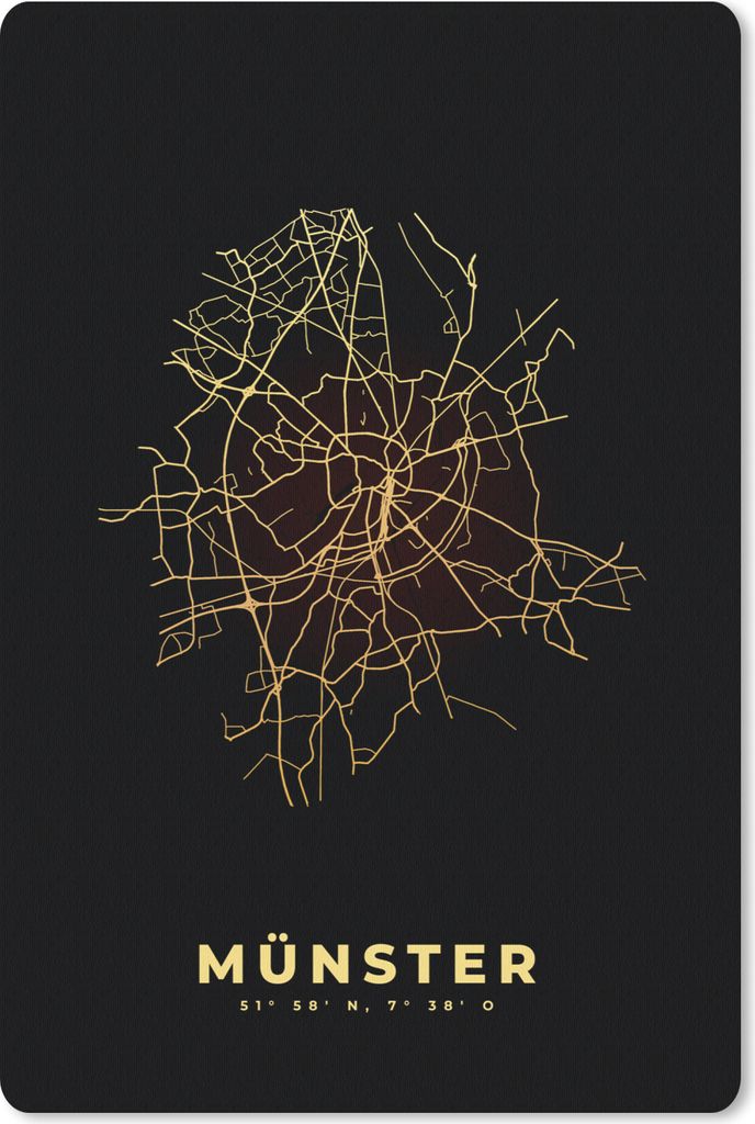 MuchoWow Mauspad Mousepad Karte - Münster - Gold - Karte - Stadtplan 18x27 cm - Mousepads - Maus Mat - Pad - Mausunterlage