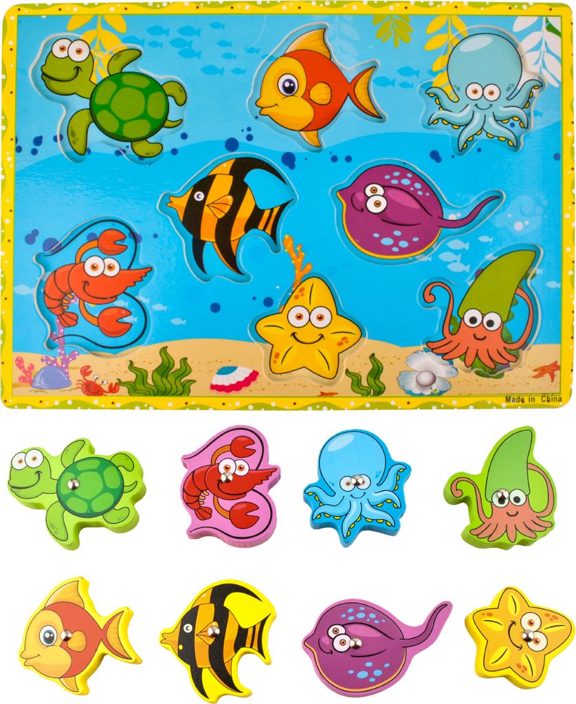 Angelspiel Holz Magnet Fische Früherziehung Magnetic Angeln Spiel Geburtstagsgeschenk HolzSpielzeug Spielzeug für Kind Baby Kleinkind Jungen Mäd...