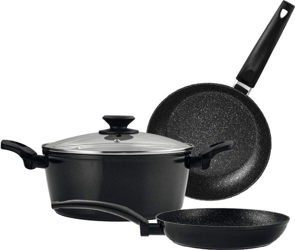 *s.of*Set 2 padelle + 1 pentola vivant alluminio nero 3004 Immagine del prodotto 