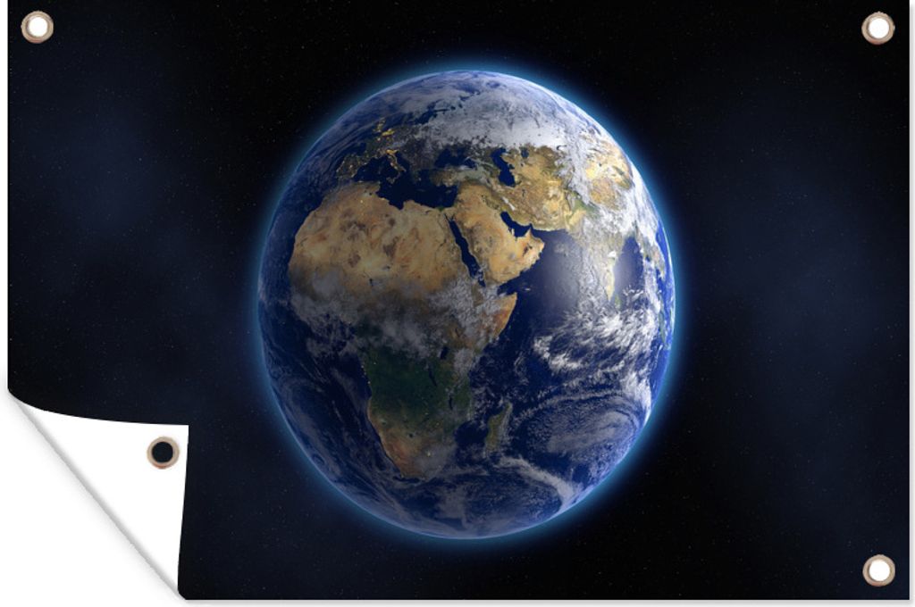 MuchoWow 120x80 cm Outdoor-Poster Gartendeko Sichtschutz Garten Poster für den Garten Erde - Weltraum - Planet