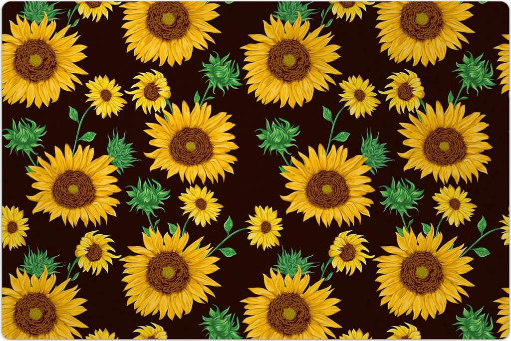 Küchenmatte 150x225 cm Vinylmatte Bodenmatte Dekoration - Blüten Knospen und Blatt