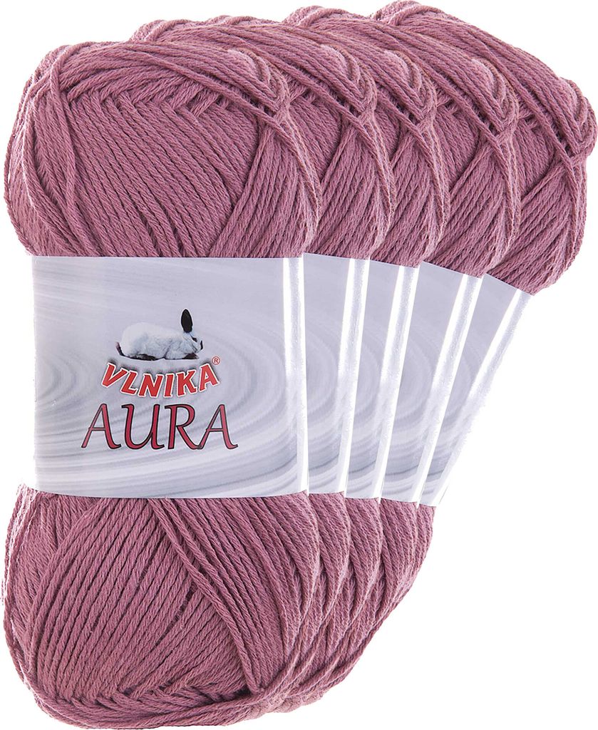 5 x 100g Aura Baumwoll-Leinen-Garn Strickgarn Häkelgarn Farbwahl