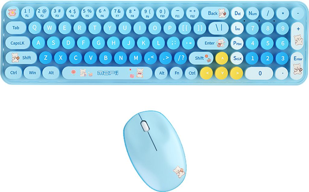 MOFII Kabellos Tastatur und Maus Set, 85 Tasten, BabyBear 2,4G USB Ergonomische Leise Kompatibel Windows XP/7/8/10 Office Laptop - Blau