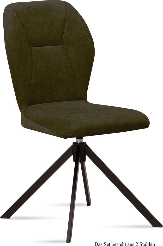 Esszimmerstuhl drehbar (2er-Set) Denyse 51x92x60 Schwarz/Khaki
