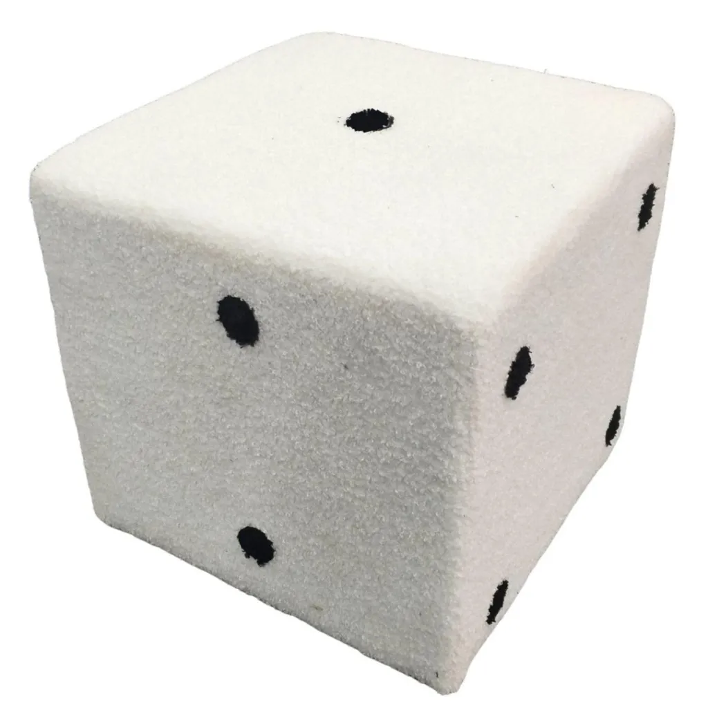 Pouf DICE cube blanc 35cm - Design compact et léger pour petit espace