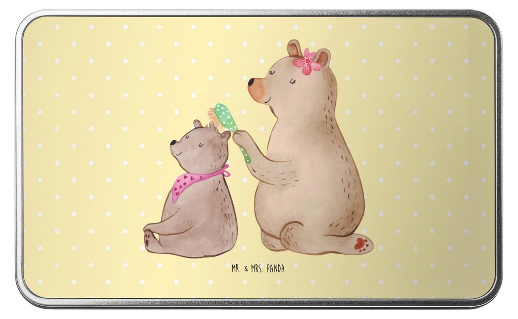 Mr. & Mrs. Panda Geschenkbox Bär Kind - Gelb Pastell - Geschenk, Muttertag, Keksdose, Bären, Erinnerungsbox, Familie, Geschenkverpackung, behält...