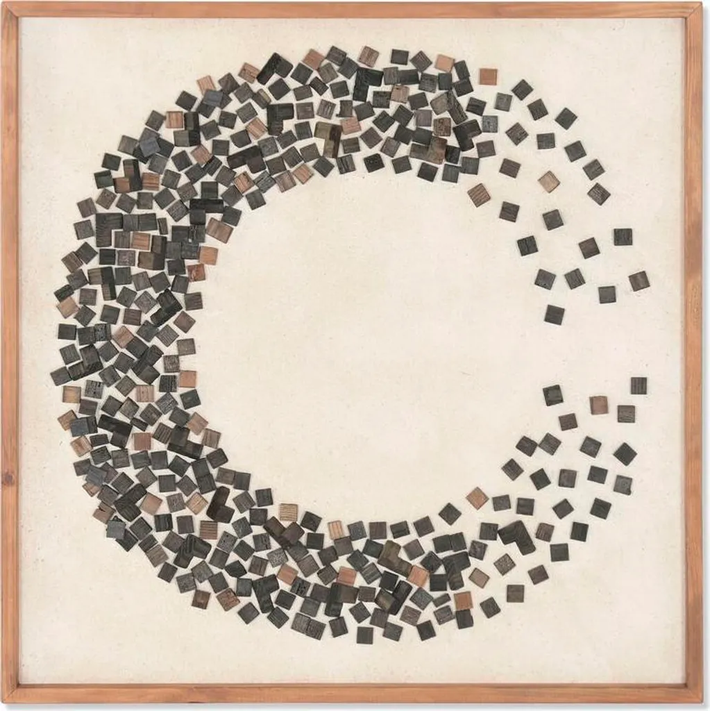 Tableau Home ESPRIT Cercles Orientaux Blanc et Noir - 82,5 x 82,5 cm
