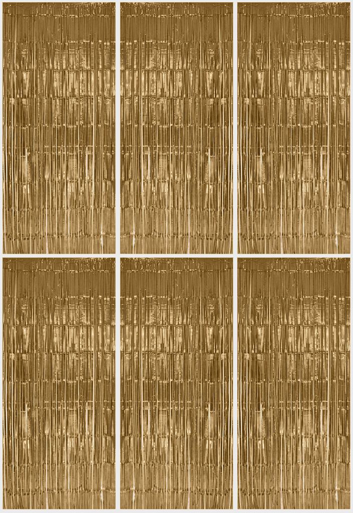 6x Glänzender Lametta Vorhang Light Gold, 91 x 244 cm Produktbild 
