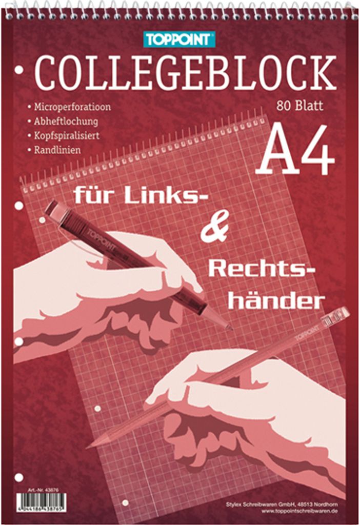 10x Collegeblock DIN A4 Rechts & Linkshänder kariert Produktbild 