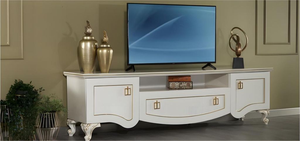 Sideboard TV Ständer RTV Lowboard Tisch Weiß Wohnzimmer Holz Design
