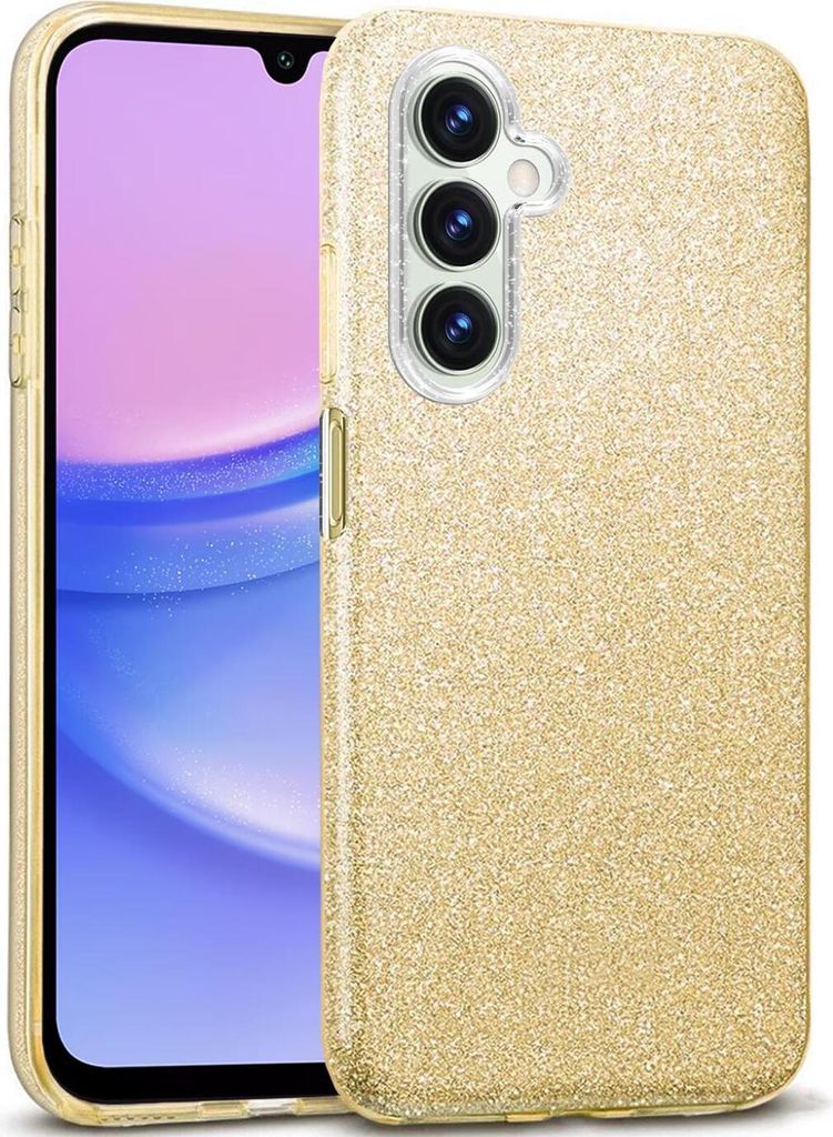 Conie Glitzer Schutzhülle für Samsung Galaxy A15 4G/5G Hybrid Silikon Hard Case TPU Cover Hülle in Gold