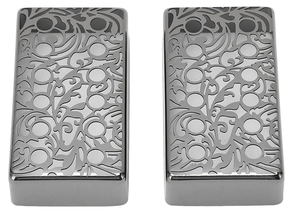 Capot de Micro Guitare Humbucker Noir Floral en Métal pour Modèle LP