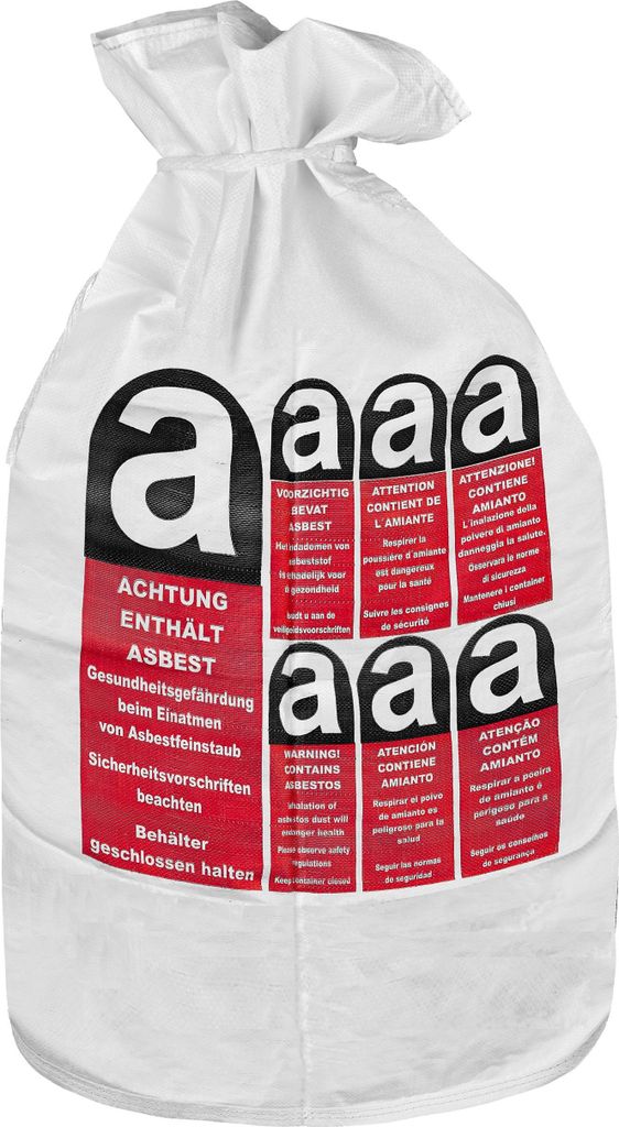 PP-Flachsack für Asbest mit Warndruck 70x110cm beschichtet Produktbild 