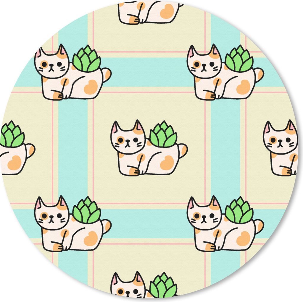 MuchoWow Mauspad Mousepad Katzen - Pflanzen - Pastell - Kind - Muster 40x40 cm - Mousepads - Maus Mat - Pad - Mausunterlage - Schreibtisch Access...