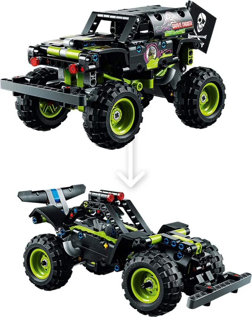 Camion à rétrofriction LEGO 42118 Grave Digger 2-en-1, Set Technic 7 ans