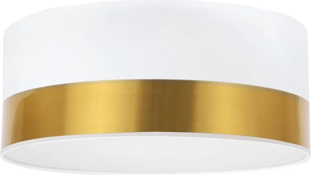 Plafonnier Elegance Plexiglas Blanc et Or 40cm E27 pour Salon Chic