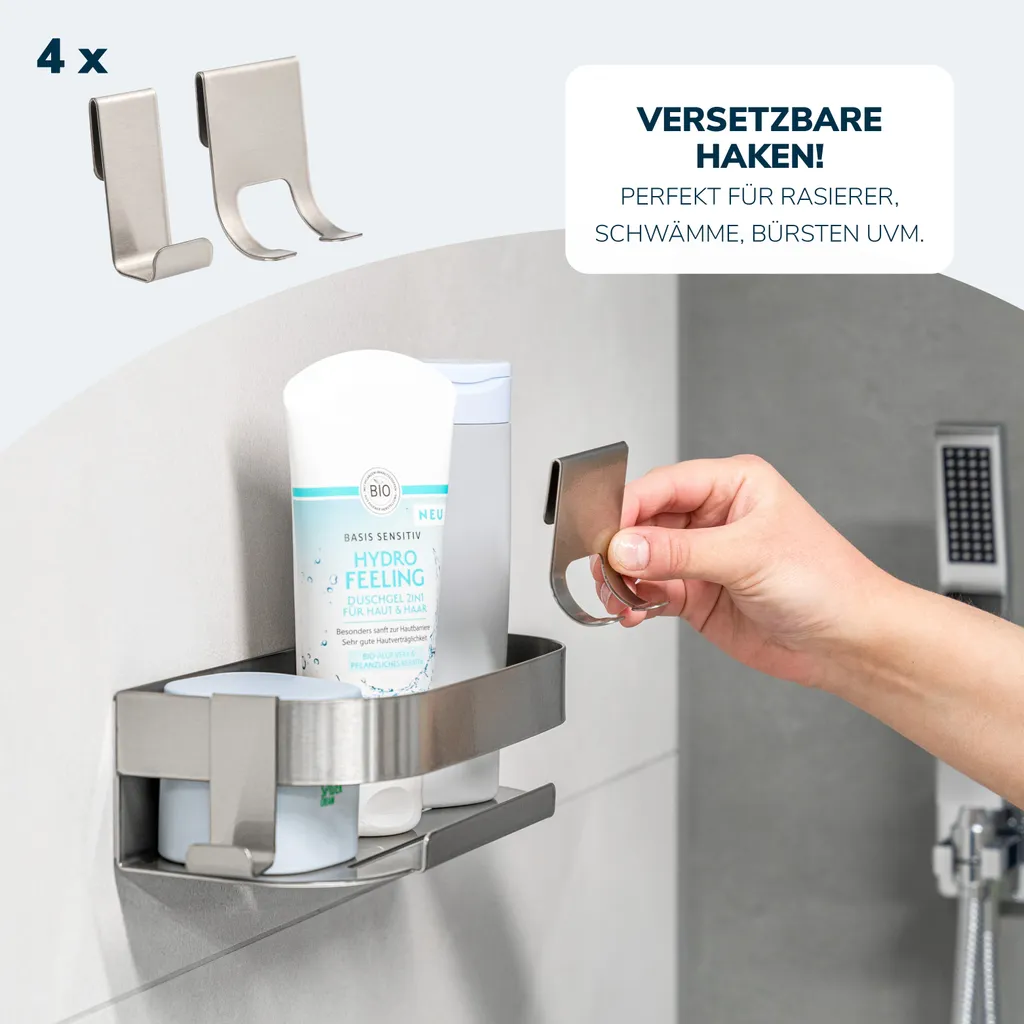 Rangement Douche Set de 2 pour Shampoing et Savon - Inox Durable - 5
