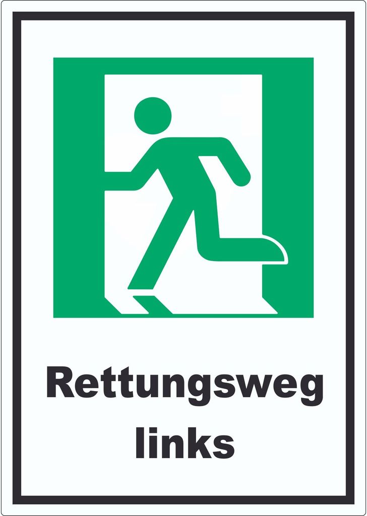 Rettungsweg links Aufkleber A6 (105x148mm)