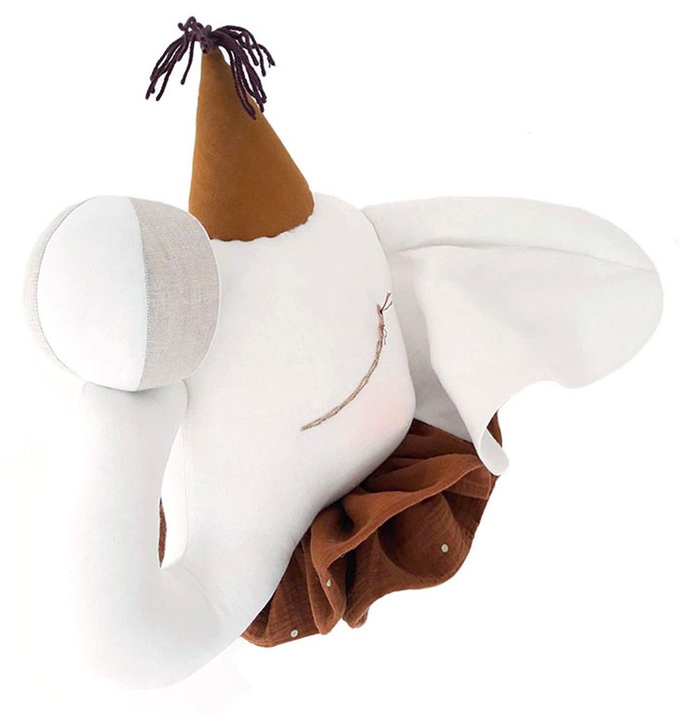 Wandtrophäe Elefant aus Leinen - 45 x 42 cm - Ecru | by SEVIRA KIDS