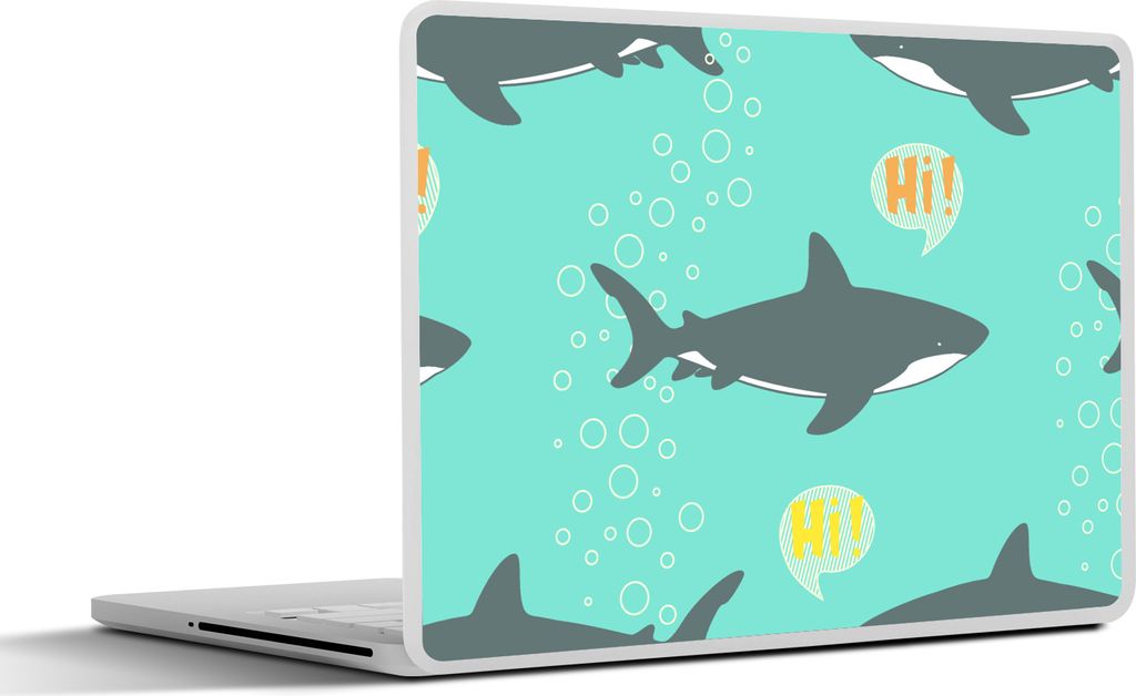 MuchoWow Laptop Aufkleber Sticker Cover Muster - Wasser - Hai - Jungen - Kind - Kinder 31x22.5 cm - Laptop-Deko