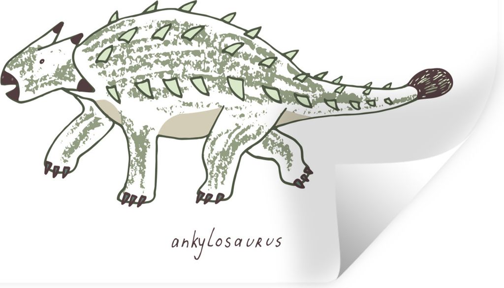 MuchoWow Wandtattoo Wandsticker Wandaufkleber Kinderzimmer - Ankylosaurus - Dinosaurier - Jungen - Mädchen - Kinder 60x40 cm Selbstklebend und R...