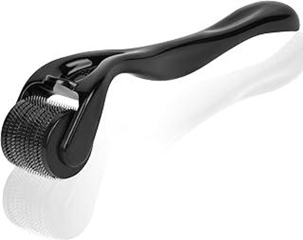 LOPHE Bartroller 0.75mm, Derma-Roller für Männer, Bartroller Bartwuchs, Micro needle Roller zur Haut- und Haarpflege Für Mann & Frau (Schwarz)