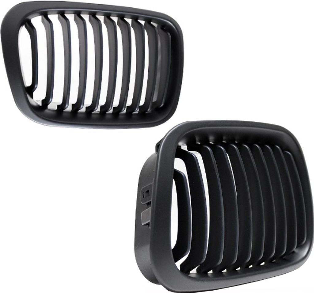 SATZ 2x Kühlergrill Schwarz Matt passend für BMW E46 Limo Touring 98-01