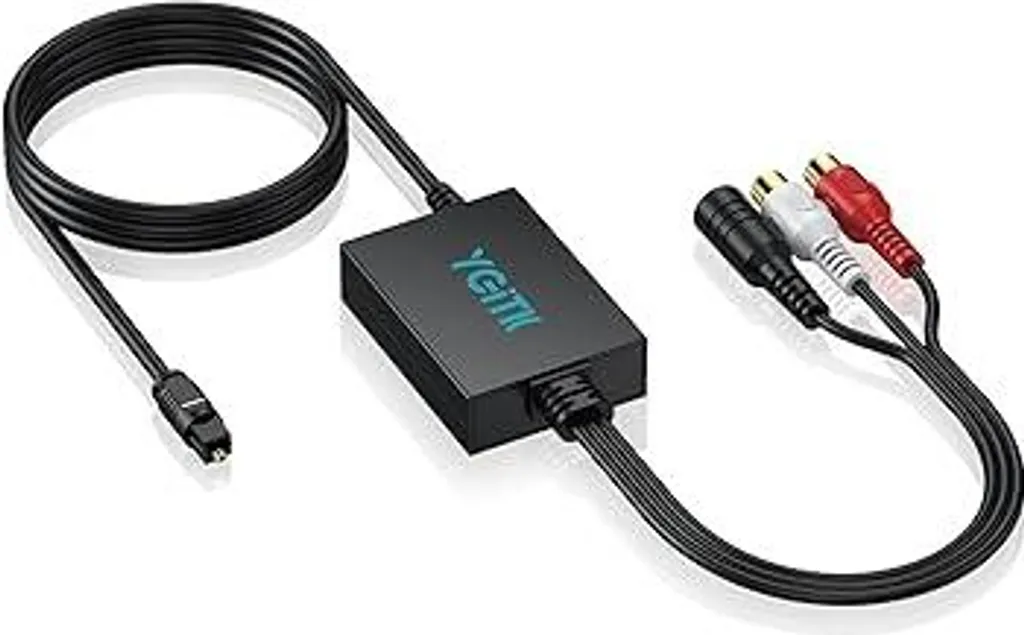 Convertitore DAC 192 kHz, SPDIF a RCA Ottico a 3,5 mm Convertitore audio digitale-analogico Cavo ottico da 1 m per HDTV DVD Blu-Ray Sky Console di gioco
