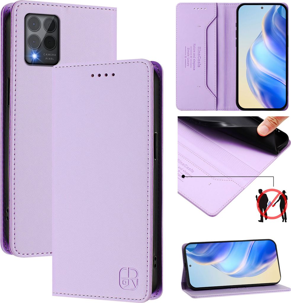 Lederhülle für T-Mobile REVVL 6 Pro/REVVL 6x Pro Hülle Flip Brieftasche Kartenfächern Ständer Schutzhülle Violett