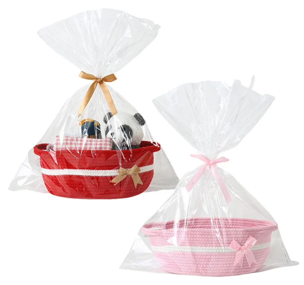 Panier cadeau tressé avec ruban et pochette pour fêtes et anniversaires duo