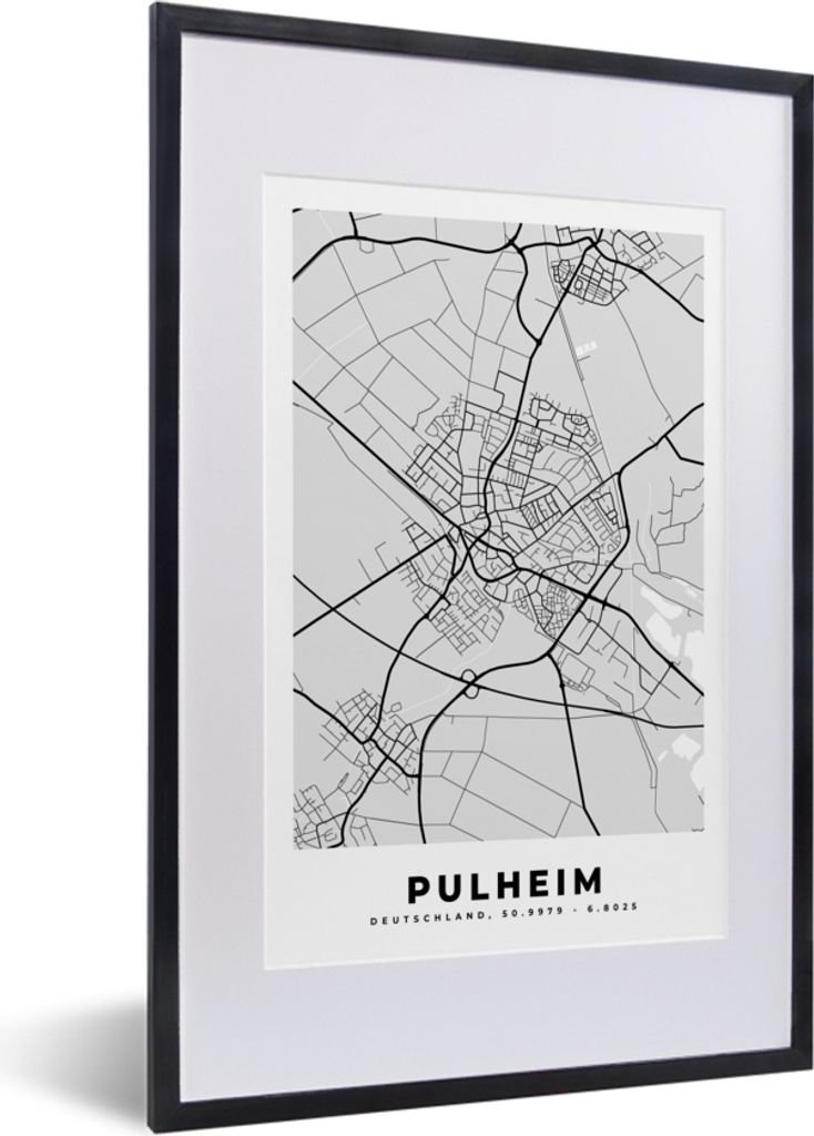 MuchoWow® Gerahmtes Poster Pulheim - Stadtplan - Produktbild 