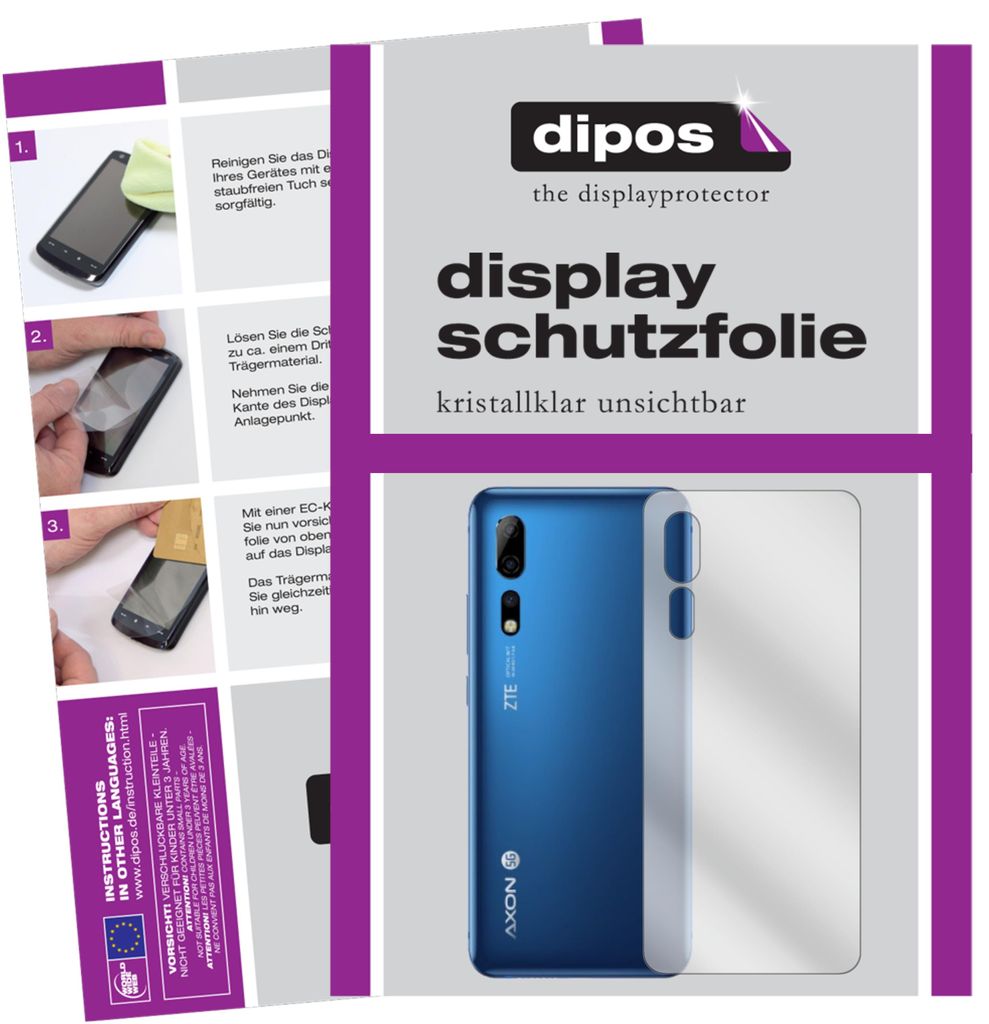 6x Schutzfolie für Axon 10 Pro Rückseite klar Displayschutzfolie Folie Display