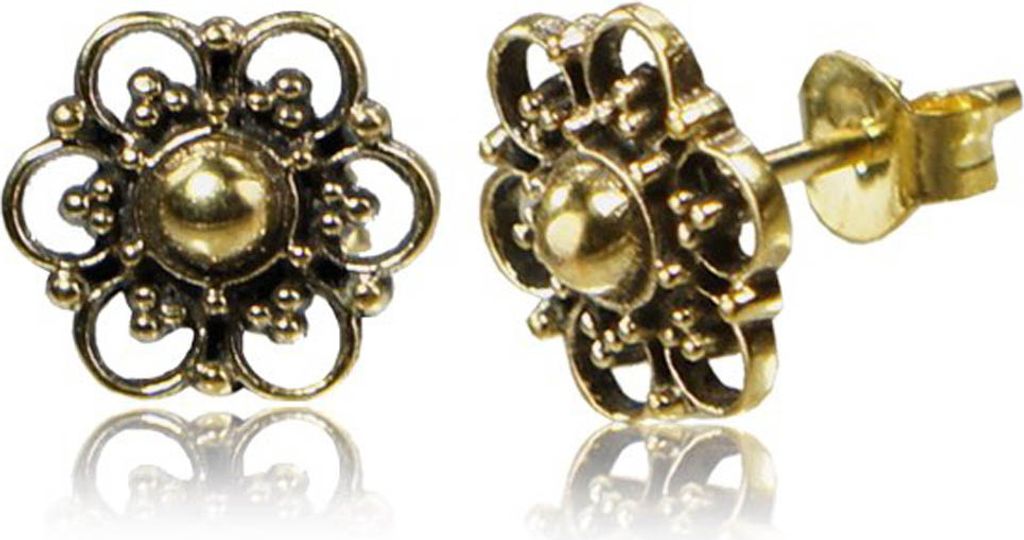 viva-adorno 1 Paar Ohrstecker Ohrringe Messing Ethno Vintage Antik Style Blumen Blüten Goa Z498,D5