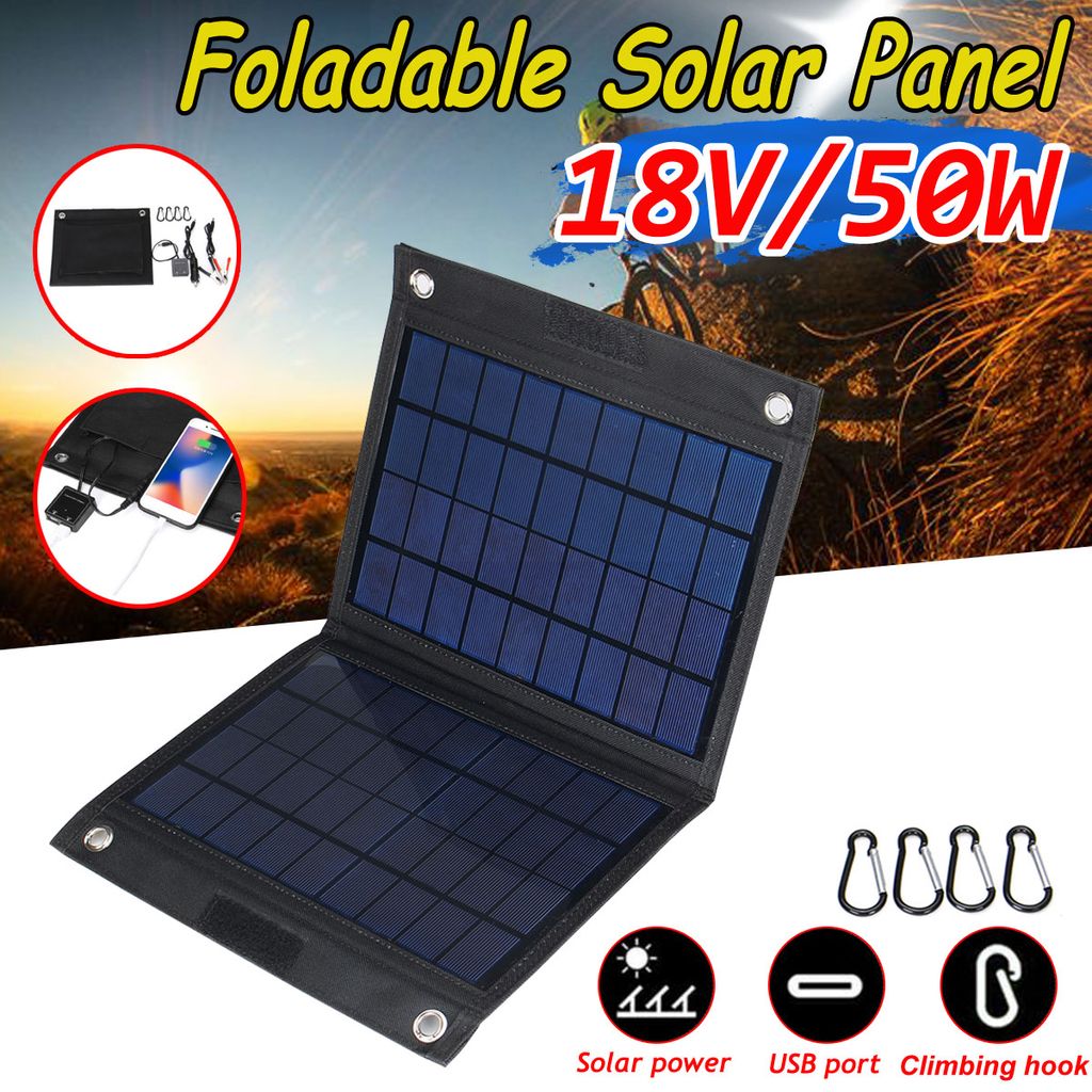ENKEEO 50W MINI Falten Solarpanel Solarmodul Solarzelle Solar Ladegerät Akku USB 