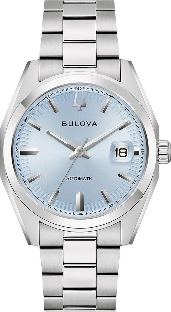 Bulova 96B469 Herren-Automatikuhr Surveyor Stahl/Hellblau