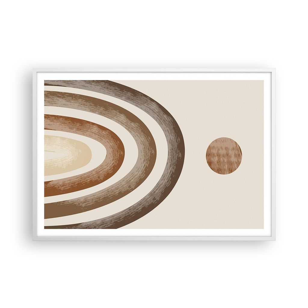 Gerahmtes Poster - Weißer Rahmen - Stück geometrisch Boho - 100x70 cm - Wand Bild - Wanddeko - Wandbilder - Kunstposter - Wandposter - Bilderrahm...