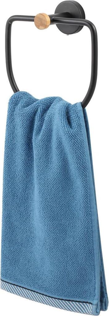 MSV Handtuchhalter„Iana“ Handtuchring schwarz matt mit Bambus
