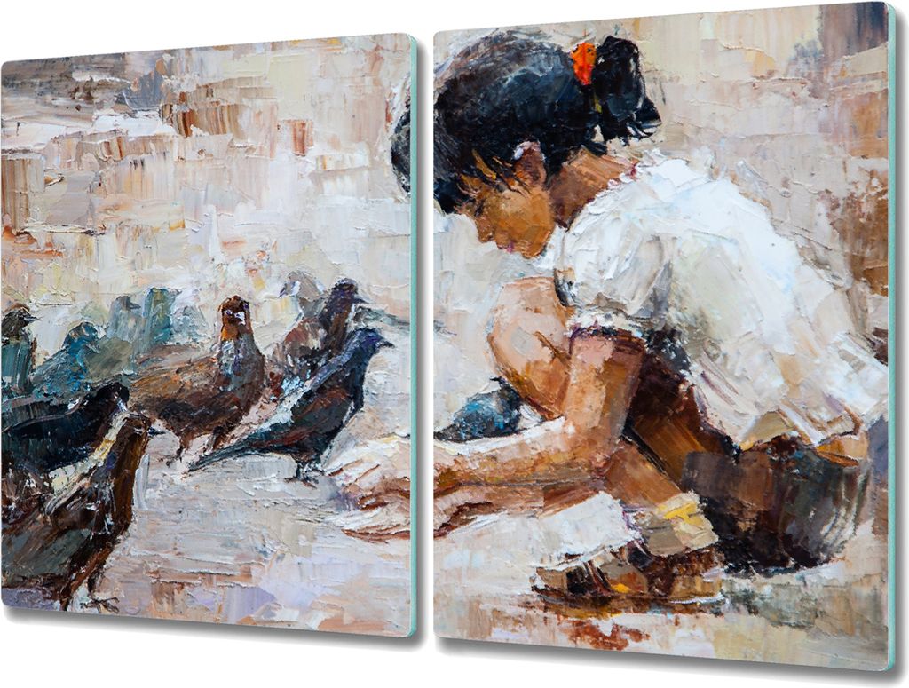 Coloray Schneidebrett Herdabdeckplatte 2x40x52 cm Kochplattenabdeckung Hackbrett Küchenbrett - Ziervögel